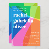 カラフルな抽象的な虹の写真 バット・ミッツヴァ・パーティー 招待状 (正面/裏面)