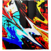 カラフルな抽象的な赤黒黄色のシャワーカーテン シャワーカーテン (正面)