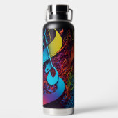 カラフルな抽象的な音符 ウォーターボトル (背面)