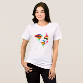 カラフルな抽象的な顔の芸術女性用Tシャツ トライブレンドＴシャツ (正面全面)