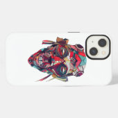 カラフルな抽象的な顔の芸術 iPhoneケース (裏面横)