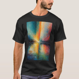 カラフルな抽象的な風景の反射ウォールアート Tシャツ