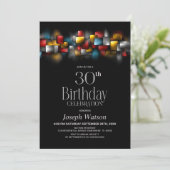 カラフルな抽象的な30歳の誕生日パーティー 招待状 (スタンド正面)