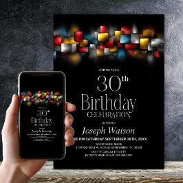 カラフルな抽象的な30歳の誕生日パーティー 招待状