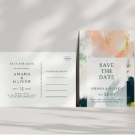 カラフルな抽象的な「Save The Date」ポストカード インビテーションポストカード