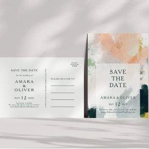 カラフルな抽象的な「Save The Date」ポストカード インビテーションポストカード