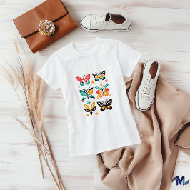 カラフルな抽象的バタフライ・アートセット Tシャツ