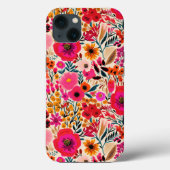 カラフルな抽象的フラワーピンク+イエロー+大胆パターン Case-Mate iPhoneケース (裏面)