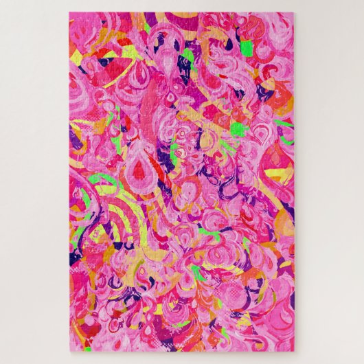 カラフルな抽象的渦巻きの可愛い絵画 ジグソーパズル (縦)