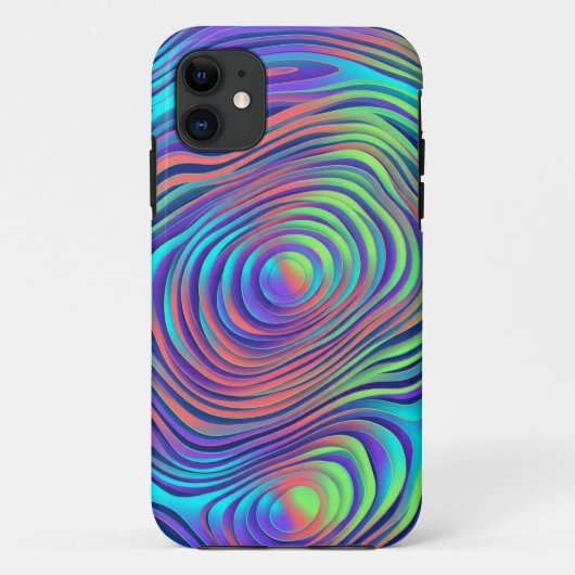 カラフルな抽象的渦巻き模様 iPhone 11 カバー (裏面)