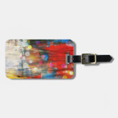カラフルな抽象美術のペンキの（ばちゃばちゃ）跳ねるのデザイン ラゲッジタグ (正面横)