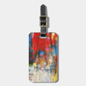 カラフルな抽象美術のペンキの(ばちゃばちゃ)跳ねるのデザイン ラゲッジタグ (正面縦)
