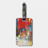 カラフルな抽象美術のペンキの(ばちゃばちゃ)跳ねるのデザイン ラゲッジタグ (裏面縦)