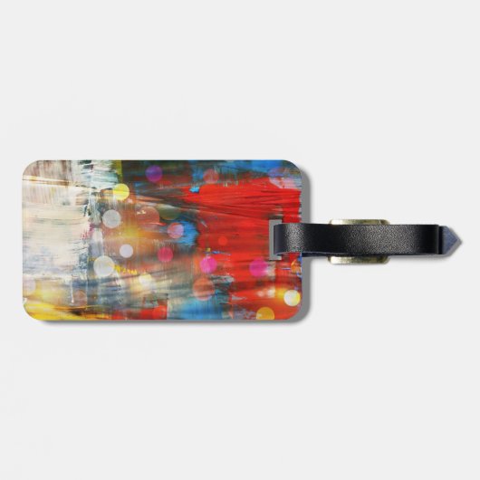 カラフルな抽象美術のペンキの（ばちゃばちゃ）跳ねるのデザイン ラゲッジタグ (裏面横)