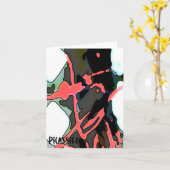 カラフルな抽象美術のメッセージカードのフラミンゴのピンク カード (黄色い花)