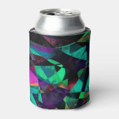 カラフルな抽象美術、黒、ティール(緑がかった色)及びショッキングピンク 缶クーラー (缶正面)