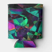 カラフルな抽象美術、黒、ティール(緑がかった色)及びショッキングピンク 缶クーラー (正面)