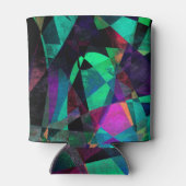 カラフルな抽象美術、黒、ティール(緑がかった色)及びショッキングピンク 缶クーラー (裏面)