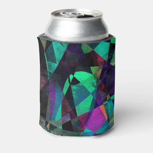 カラフルな抽象美術、黒、ティール(緑がかった色)及びショッキングピンク 缶クーラー (缶裏面)