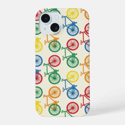 カラフルな抽象自転車パターン デザイン iPhone 15ケース (裏面)