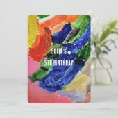カラフルな抽象芸術 子供の誕生日招待状 招待状 (スタンド正面)