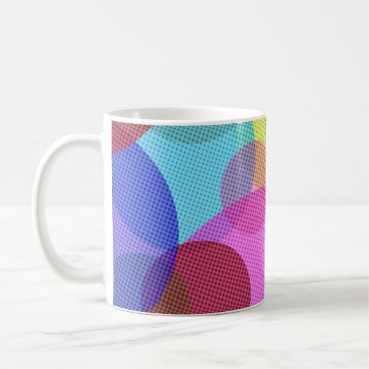 カラフルな抽象芸術 重なり合う円 コーヒーマグカップ (左)