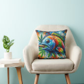 カラフルな抽象魚の装飾アート クッション (椅子)