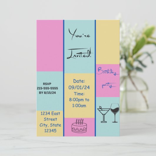 カラフルな招待状 招待状 (スタンド正面)