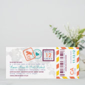 カラフルな搭乗券の航空郵便のチケットの招待状 招待状 (スタンド正面)