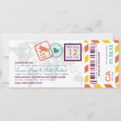 カラフルな搭乗券の航空郵便のチケットの招待状 招待状 (正面)