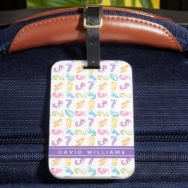 カラフルな数字のキュートなパターン キッズ 名前入り ラゲッジタグ