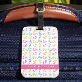 カラフルな数字のキュートなパターン キッズ 名前入り ラゲッジタグ