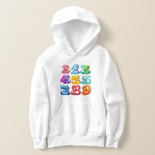 カラフルな数字の数学パーカー キッズ用 (レイダウン)