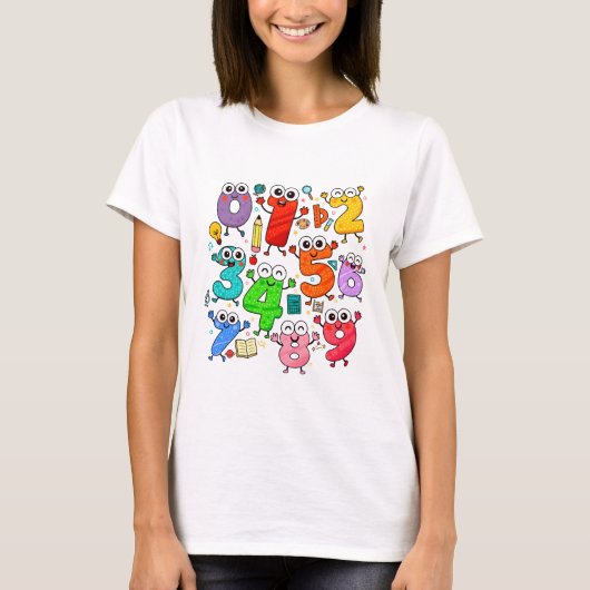 カラフルな数字の数学Tシャツ キッズ＆スクール用 Tシャツ (正面)