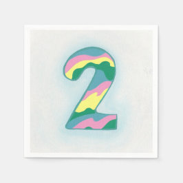 カラフルな数字の2の誕生日用紙ナプキン スタンダードカクテルナプキン