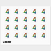 カラフルな数字の4ステッカー ラウンドシール (シート)