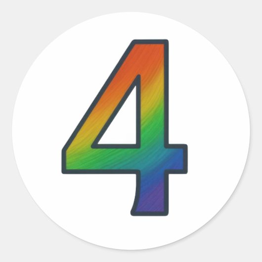 カラフルな数字の4ステッカー ラウンドシール (正面)