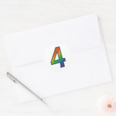 カラフルな数字の4ステッカー ラウンドシール (封筒)