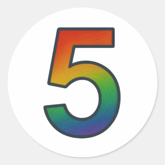 カラフルな数字の5ステッカー ラウンドシール (正面)