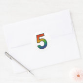 カラフルな数字の5ステッカー ラウンドシール (封筒)