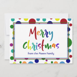 カラフルな文字とドットで祝うクリスマス 3 シーズンカード