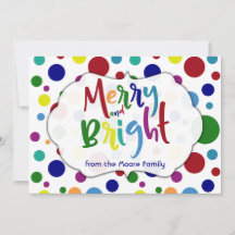 カラフルな文字と円で彩られた「Merry & Bright」, 2
