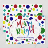 カラフルな文字と円で彩られた「Merry & Bright」, 2 シーズンカード (正面/裏面)