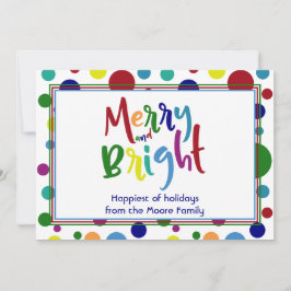 カラフルな文字と円形のデザインで表現した「Merry & Bright」3 シーズンカード