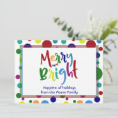 カラフルな文字と円形のデザインで表現した「Merry & Bright」3 シーズンカード (スタンド正面)