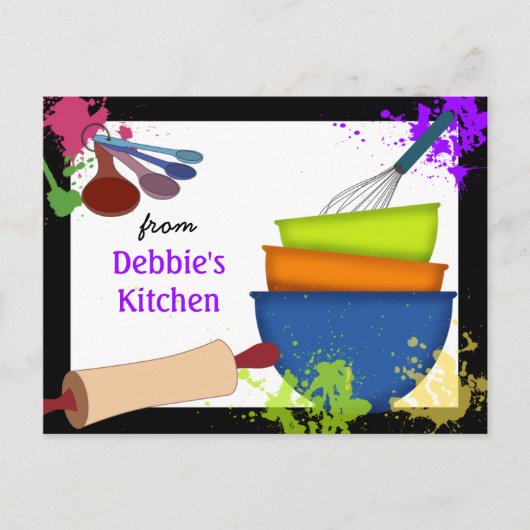 カラフルな料理のレシピカード ポストカード (正面)