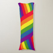 カラフルな斜めの陽気な虹の旗 ボディピロー (正面縦)