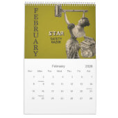 カラフルな新人の広告を剃っているヴィンテージのアンティーク カレンダー (2月 2026)