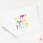 カラフルな新年のお祝い ラウンドシール (封筒)