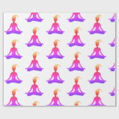 カラフルな新年のヨガの光沢のある包装紙 ラッピングペーパー (フラット)